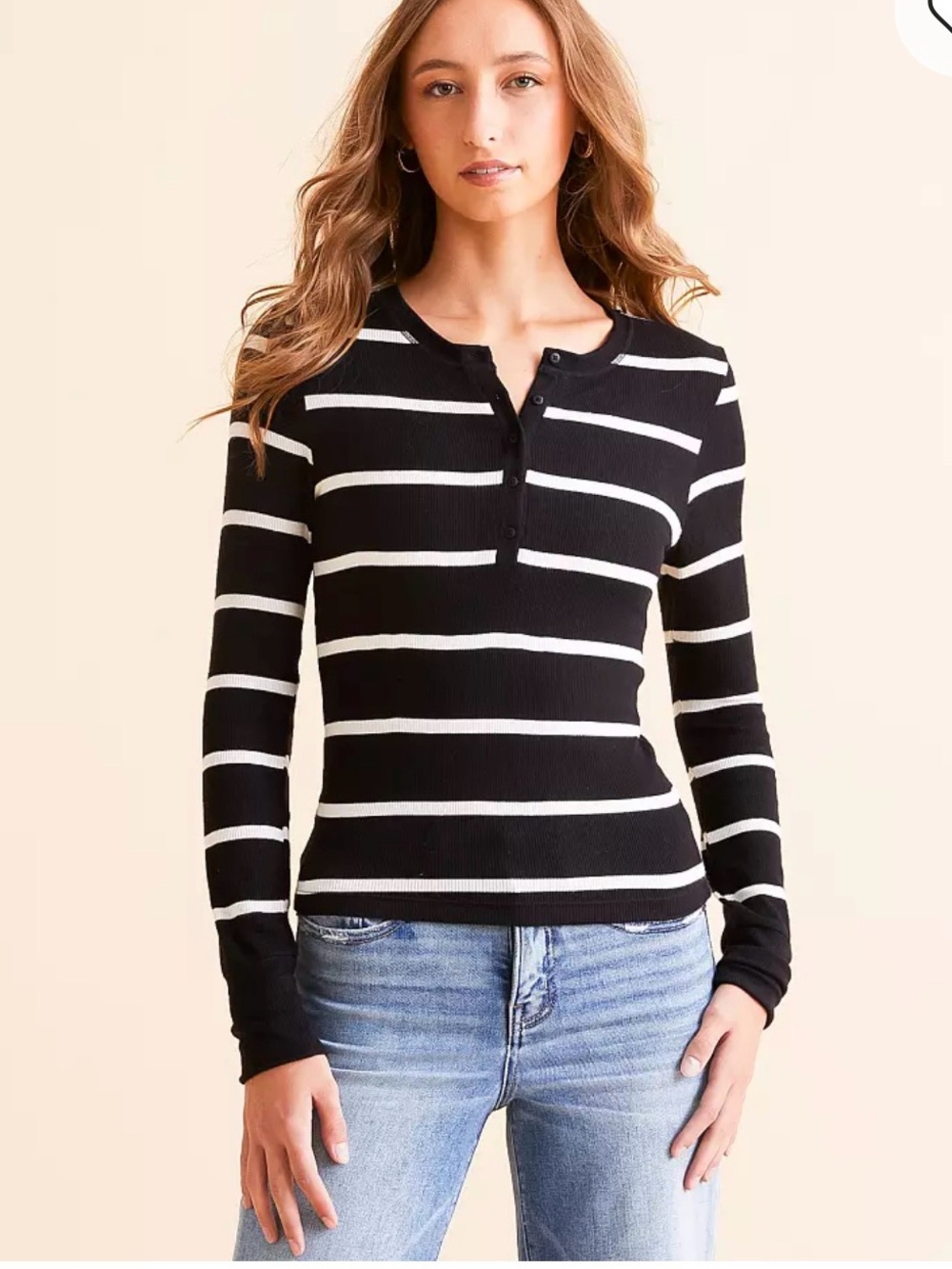 Z Supply Scarlett Striped Henley Size Large